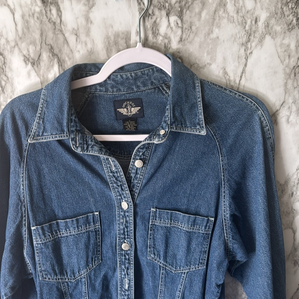 Dockers blue jean jacket Pp20 L23 100% cotton so many details RK5n - Picture 4 of 8